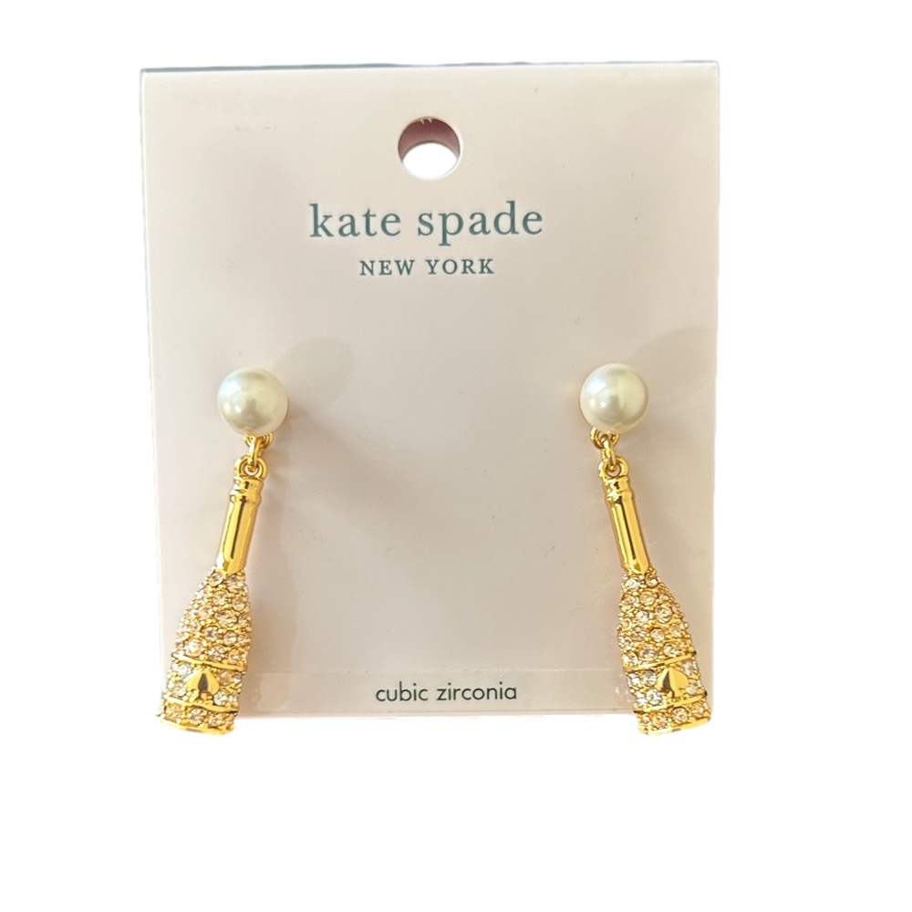 Kate Spade Winter Carnival Champagne Drop Earrings Hold Champagne Bottle NWT